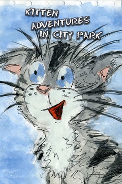 Постер Kitten adventures in city park